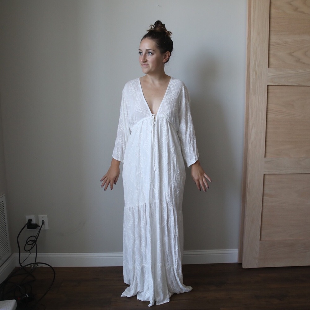 White Maxi aztec print dress